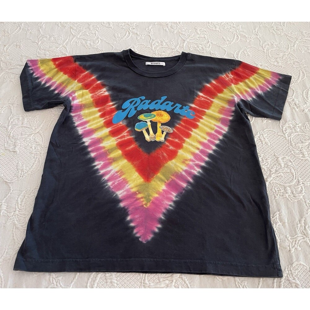 Rodarte Radarte Mushroom Tie-Dye T-Shirt Black Made in USA 113415 Ladies Small